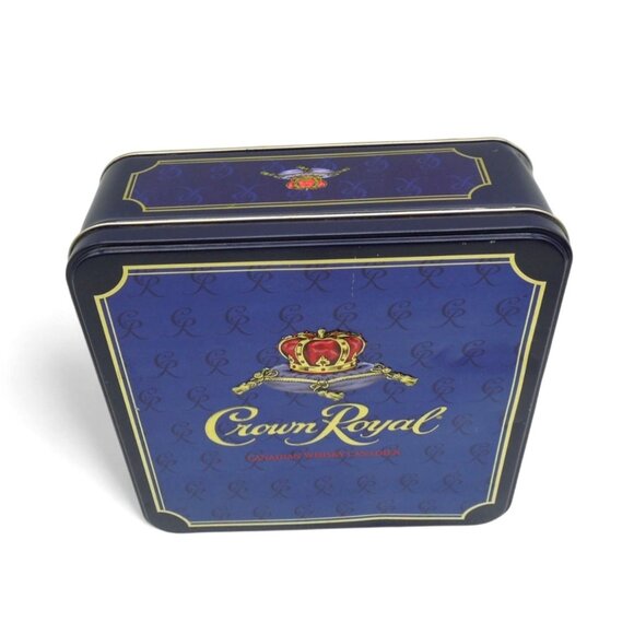 CROWN ROYAL Canadian Whisky Square Tin Box Barware Decor Vintage - Picture 3 of 8